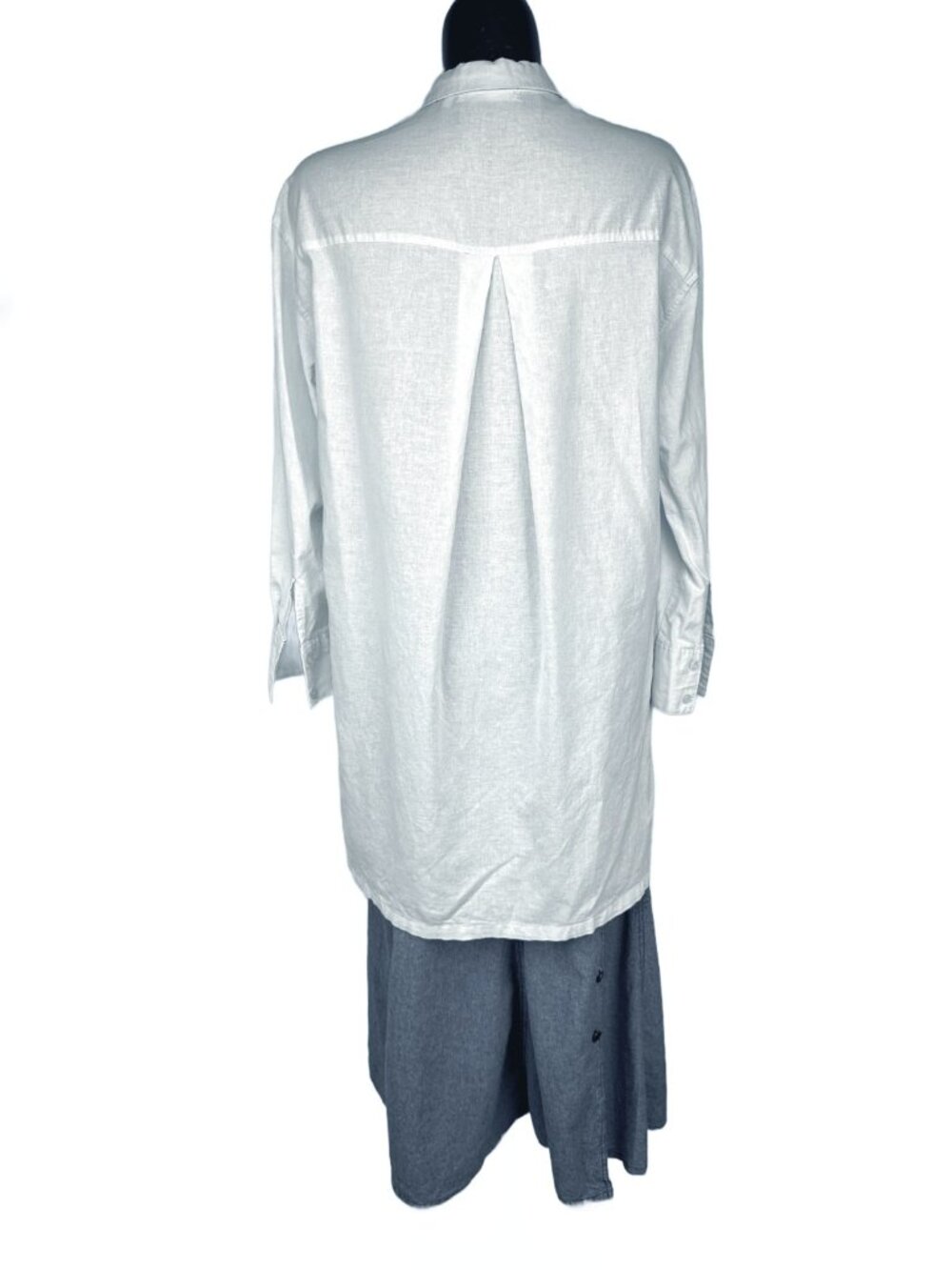 EASEL Oversized Linen & Cotton Ice Blue Long Sleeve Button Down Shirt sz S - Picture 3 of 10